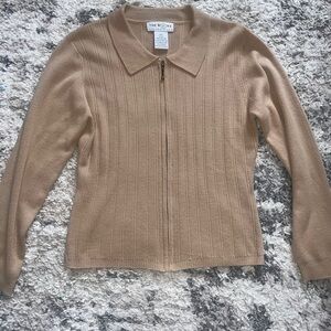 The Work Connection Tan Zip-Up lambswool Sweater women’s small